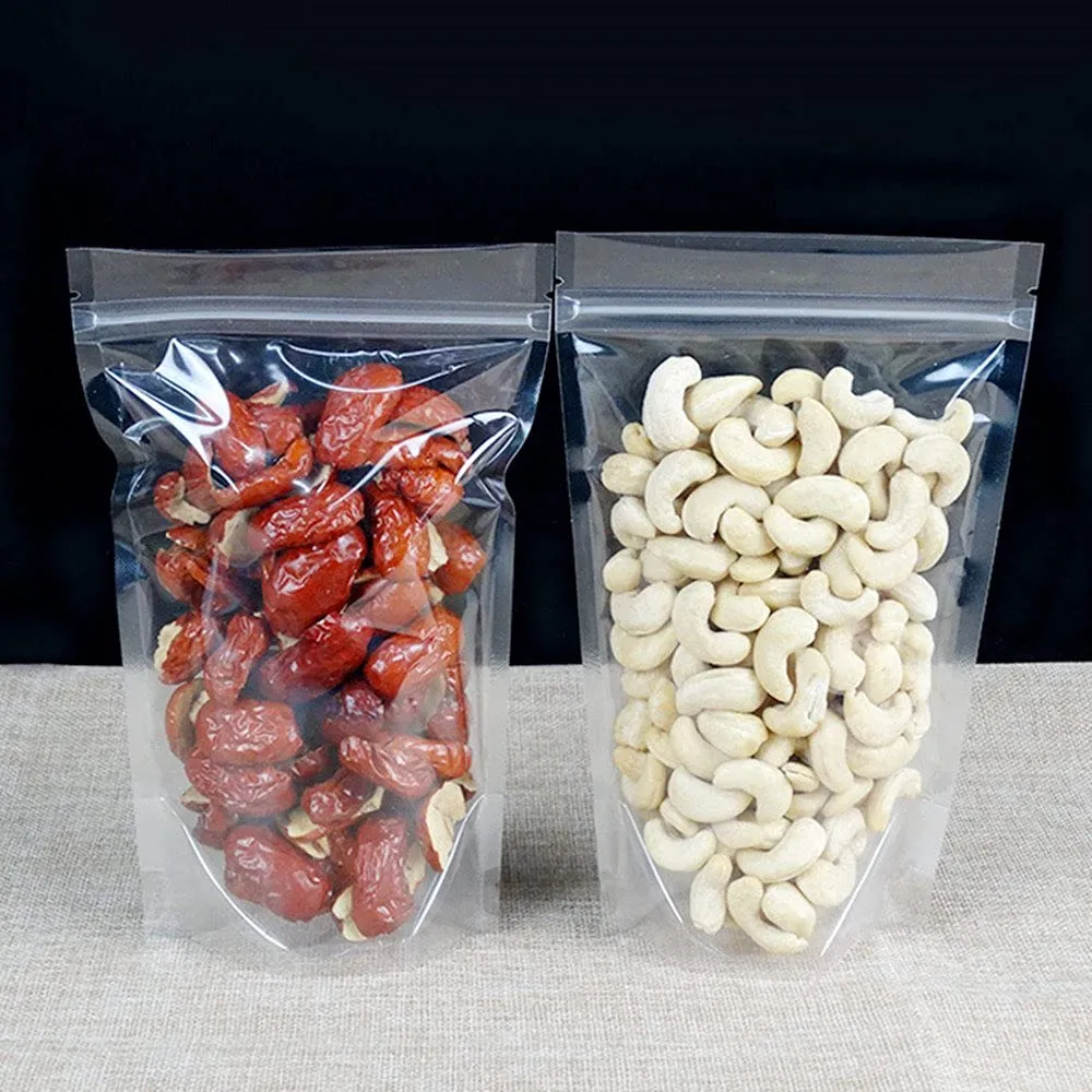 PABCK 100 Pack (Outside Size 4.3x7.1 inch)(Inside Size 3.86x4.53 inch) Clear Resealable Stand Up Bags Heat Seal Zipper Lock Storage Pouches for Zip Food Storage Lock Packaging with Tear Notches