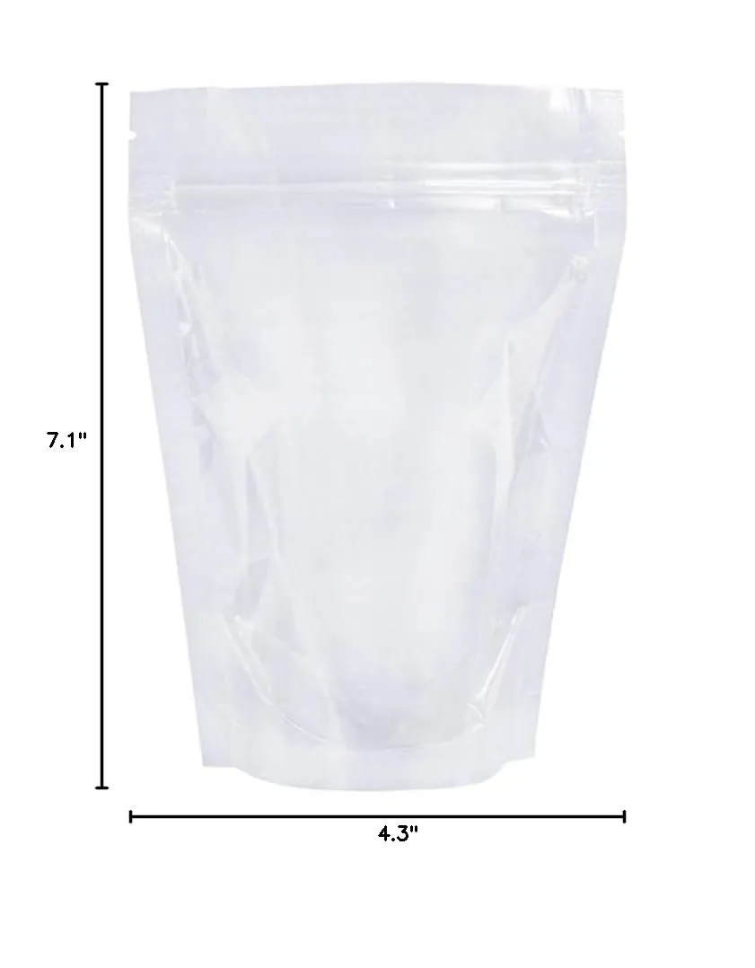 PABCK 100 Pack (Outside Size 4.3x7.1 inch)(Inside Size 3.86x4.53 inch) Clear Resealable Stand Up Bags Heat Seal Zipper Lock Storage Pouches for Zip Food Storage Lock Packaging with Tear Notches