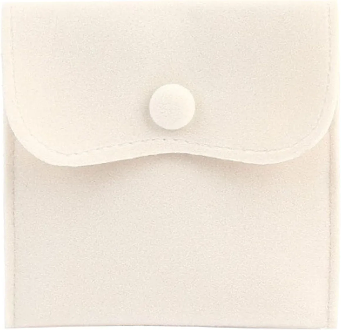 Pack of 10 Velvet Jewelry Pouch Storage Bags Portable Jewelry Gift Bag With Snap Button, Large Cream