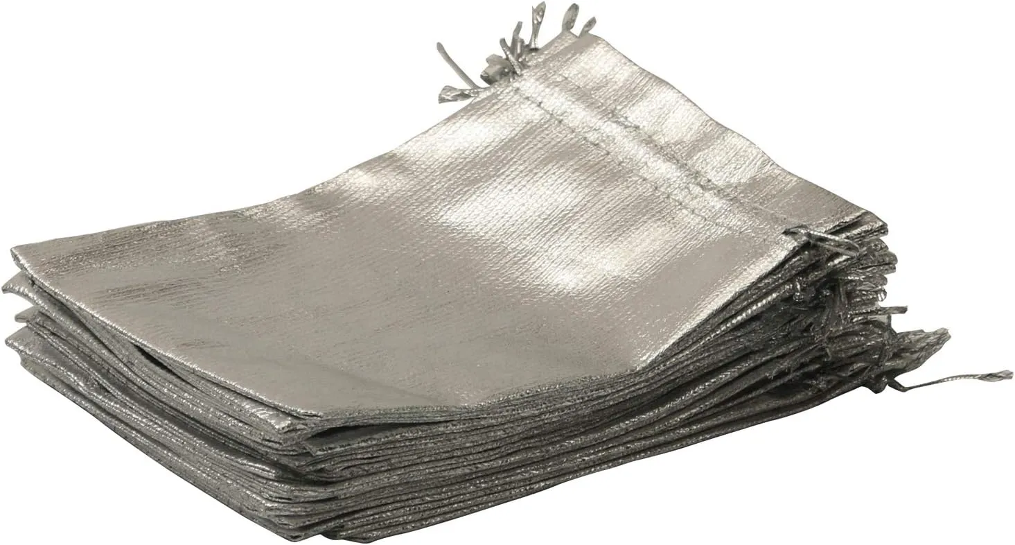 Pack of 100 5"x 7" Heavy Duty Gold Drawstring Organza Jewelry Pouches Wedding Party Christmas Favor Gift Candy Chocolate Bags (Silver, 5"x 7")