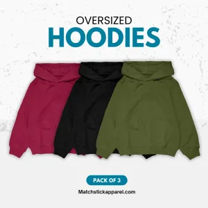 Pack Of 3 Plain Oversized Hoodies