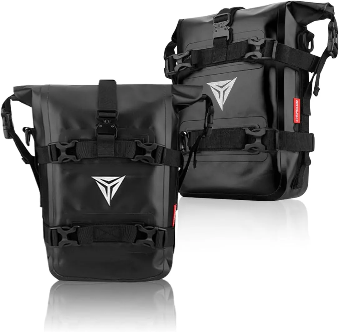 Pair Universal Motorcycle Bumpers Bag Waterproof PVC Motor Scooter Crash Bar Bag Motorbike Side Frame Bag Riding Tools Accessories (Black)