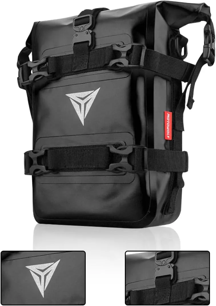 Pair Universal Motorcycle Bumpers Bag Waterproof PVC Motor Scooter Crash Bar Bag Motorbike Side Frame Bag Riding Tools Accessories (Black)