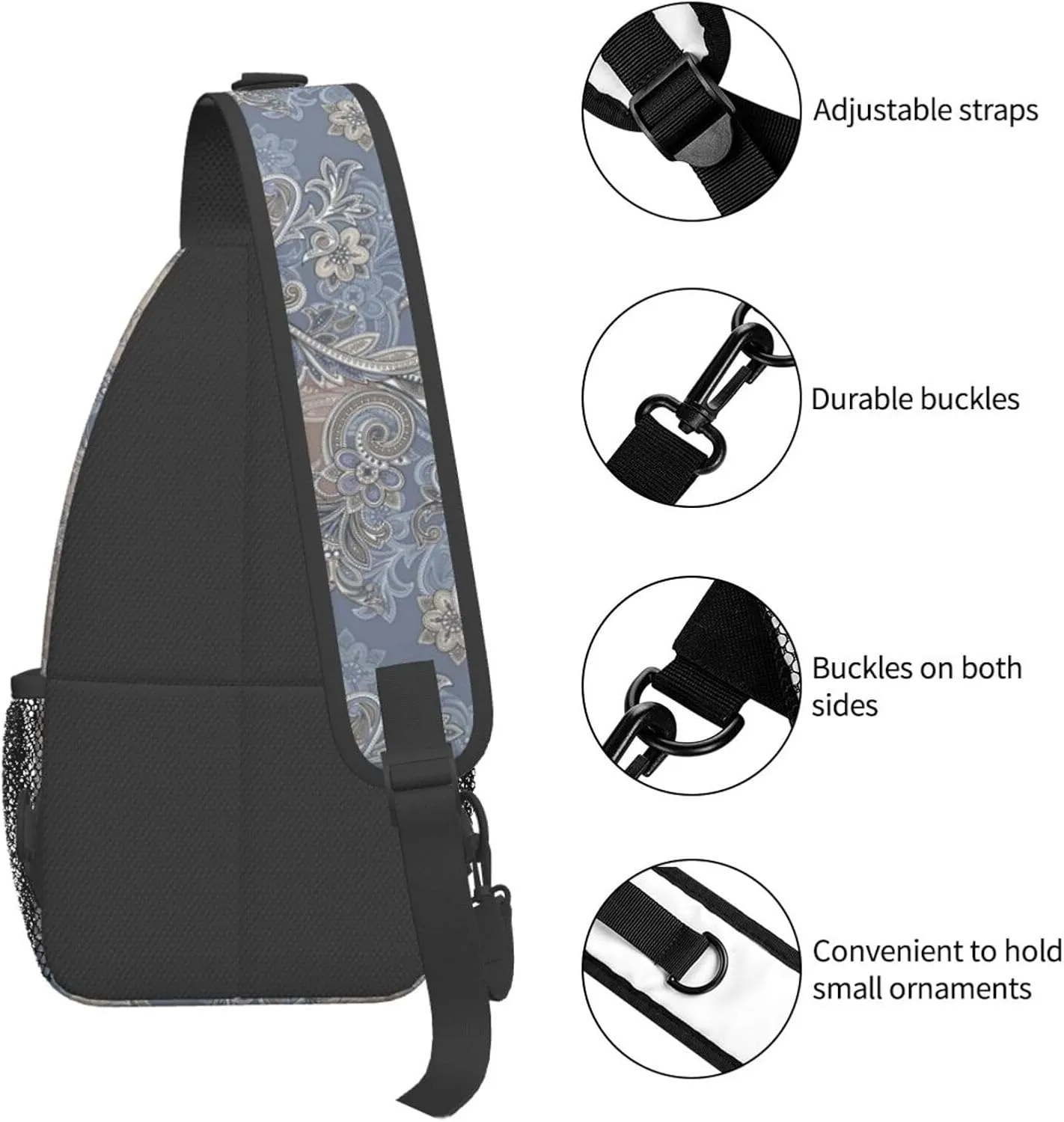 Paisley Sling Backpack Chest Bag Crossbody Shoulder Bag Gym Cycling Travel Hiking Daypack For Men Women