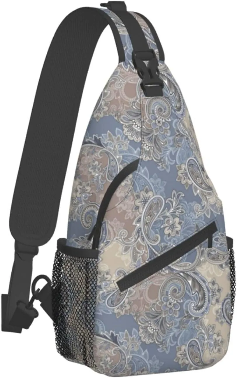 Paisley Sling Backpack Chest Bag Crossbody Shoulder Bag Gym Cycling Travel Hiking Daypack For Men Women