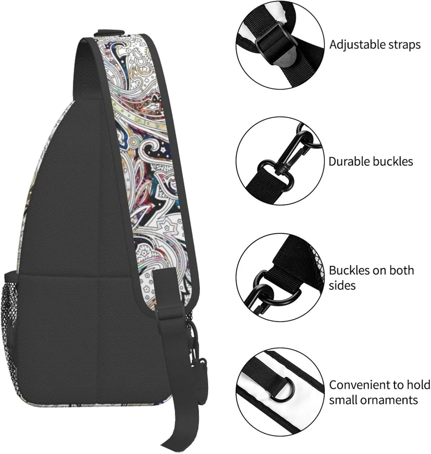 Paisley Sling Backpack Chest Bag Crossbody Shoulder Bag Gym Cycling Travel Hiking Daypack For Men Women
