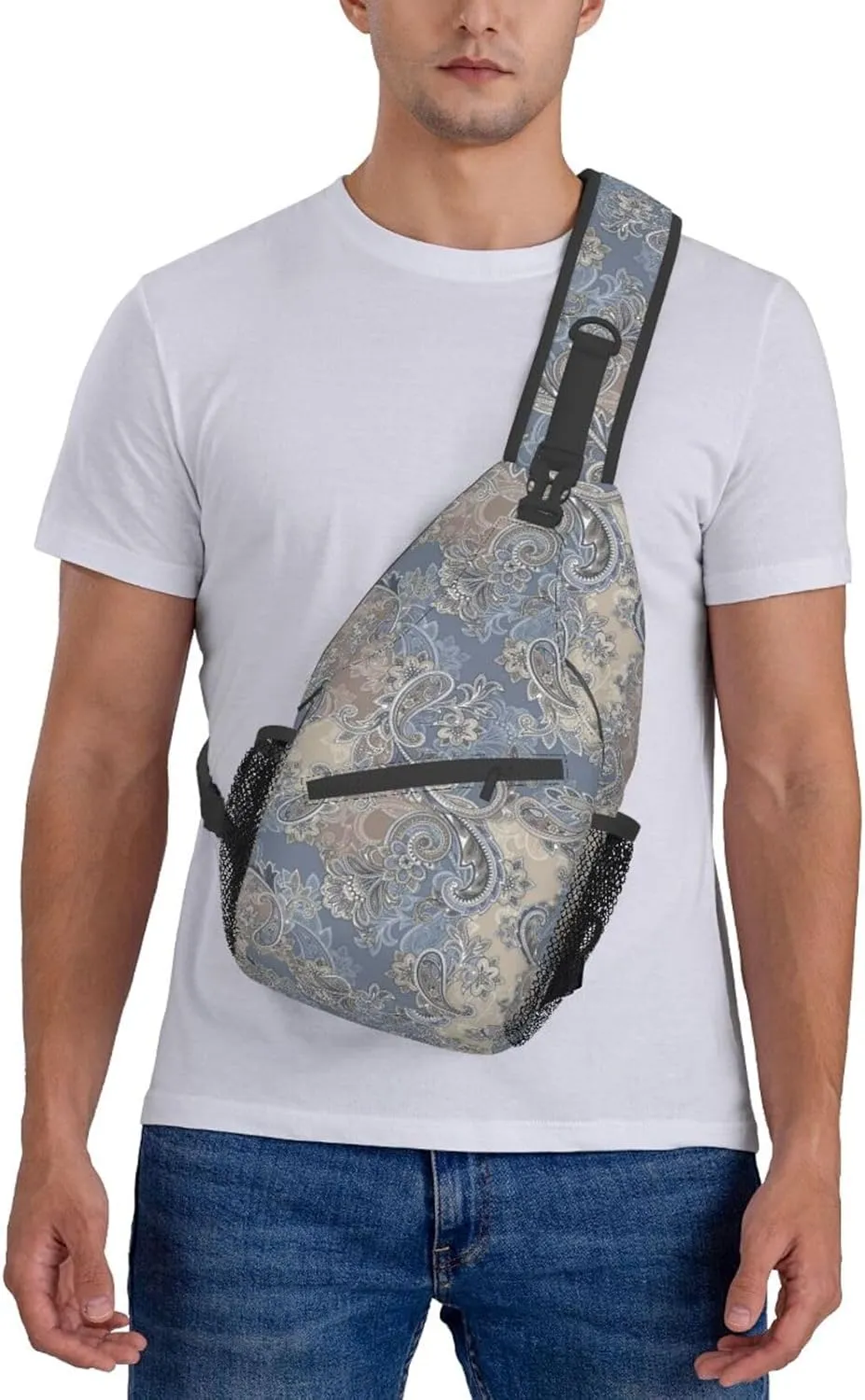 Paisley Sling Backpack Chest Bag Crossbody Shoulder Bag Gym Cycling Travel Hiking Daypack For Men Women