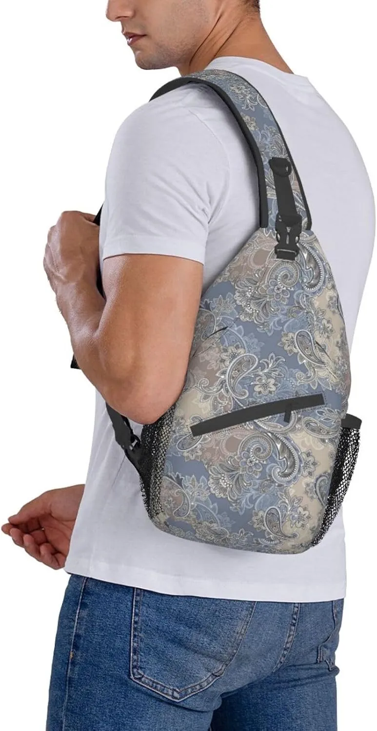 Paisley Sling Backpack Chest Bag Crossbody Shoulder Bag Gym Cycling Travel Hiking Daypack For Men Women