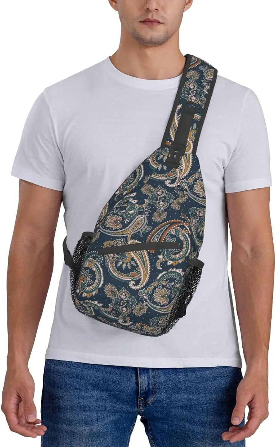 Paisley Sling Backpack Chest Bag Crossbody Shoulder Bag Gym Cycling Travel Hiking Daypack For Men Women