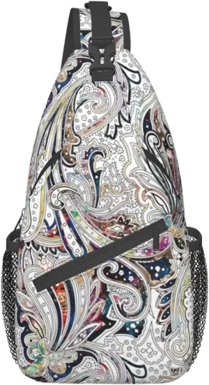 Paisley Sling Backpack Chest Bag Crossbody Shoulder Bag Gym Cycling Travel Hiking Daypack For Men Women