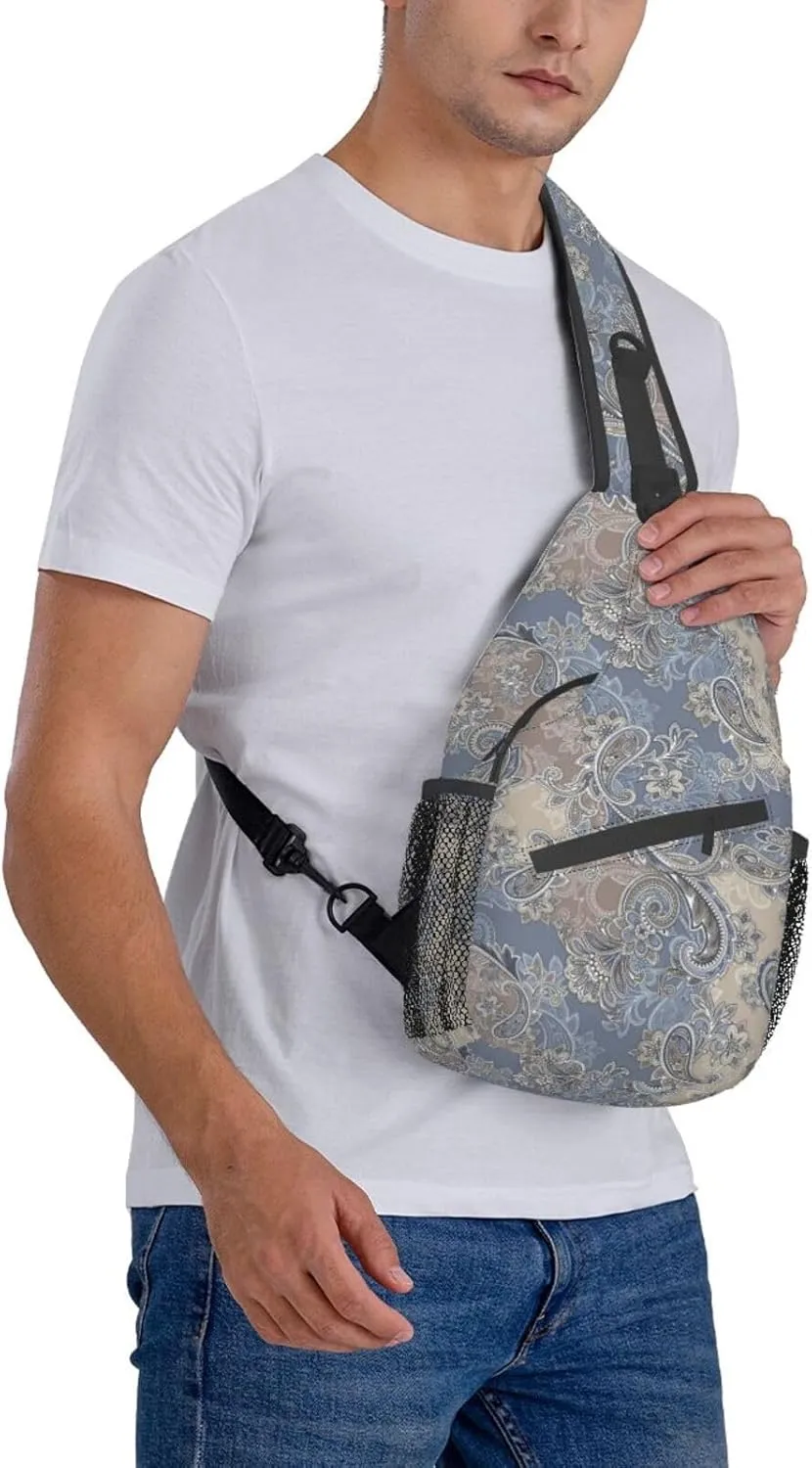 Paisley Sling Backpack Chest Bag Crossbody Shoulder Bag Gym Cycling Travel Hiking Daypack For Men Women