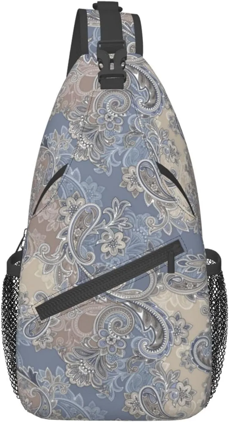 Paisley Sling Backpack Chest Bag Crossbody Shoulder Bag Gym Cycling Travel Hiking Daypack For Men Women