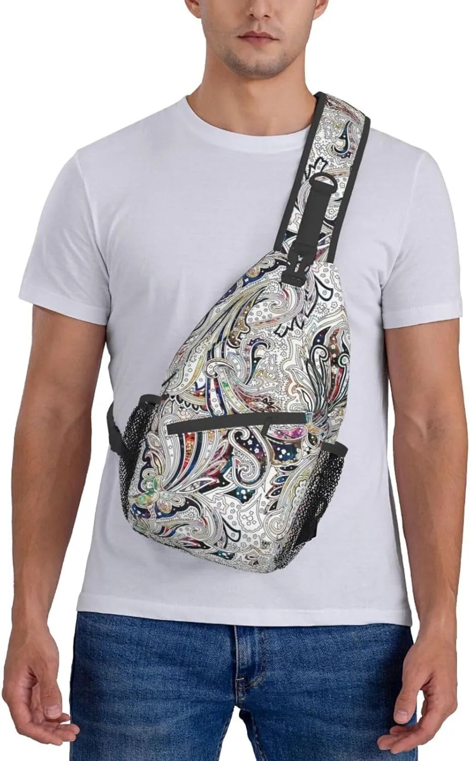 Paisley Sling Backpack Chest Bag Crossbody Shoulder Bag Gym Cycling Travel Hiking Daypack For Men Women