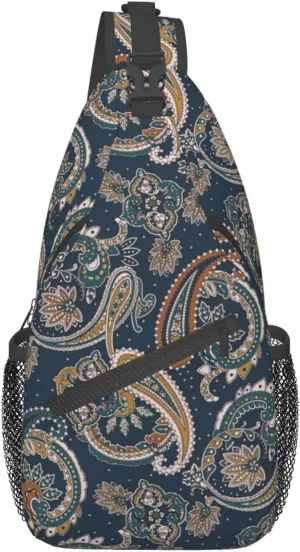 Paisley Sling Backpack Chest Bag Crossbody Shoulder Bag Gym Cycling Travel Hiking Daypack For Men Women