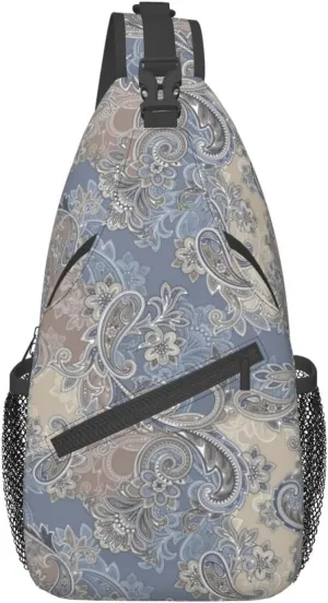 Paisley Sling Backpack Chest Bag Crossbody Shoulder Bag Gym Cycling Travel Hiking Daypack For Men Women
