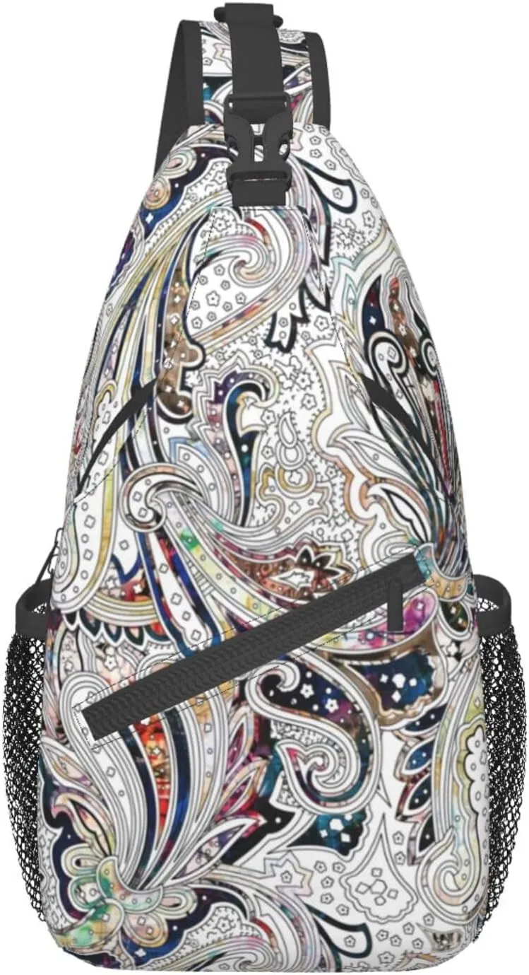 Paisley Sling Backpack Chest Bag Crossbody Shoulder Bag Gym Cycling Travel Hiking Daypack For Men Women