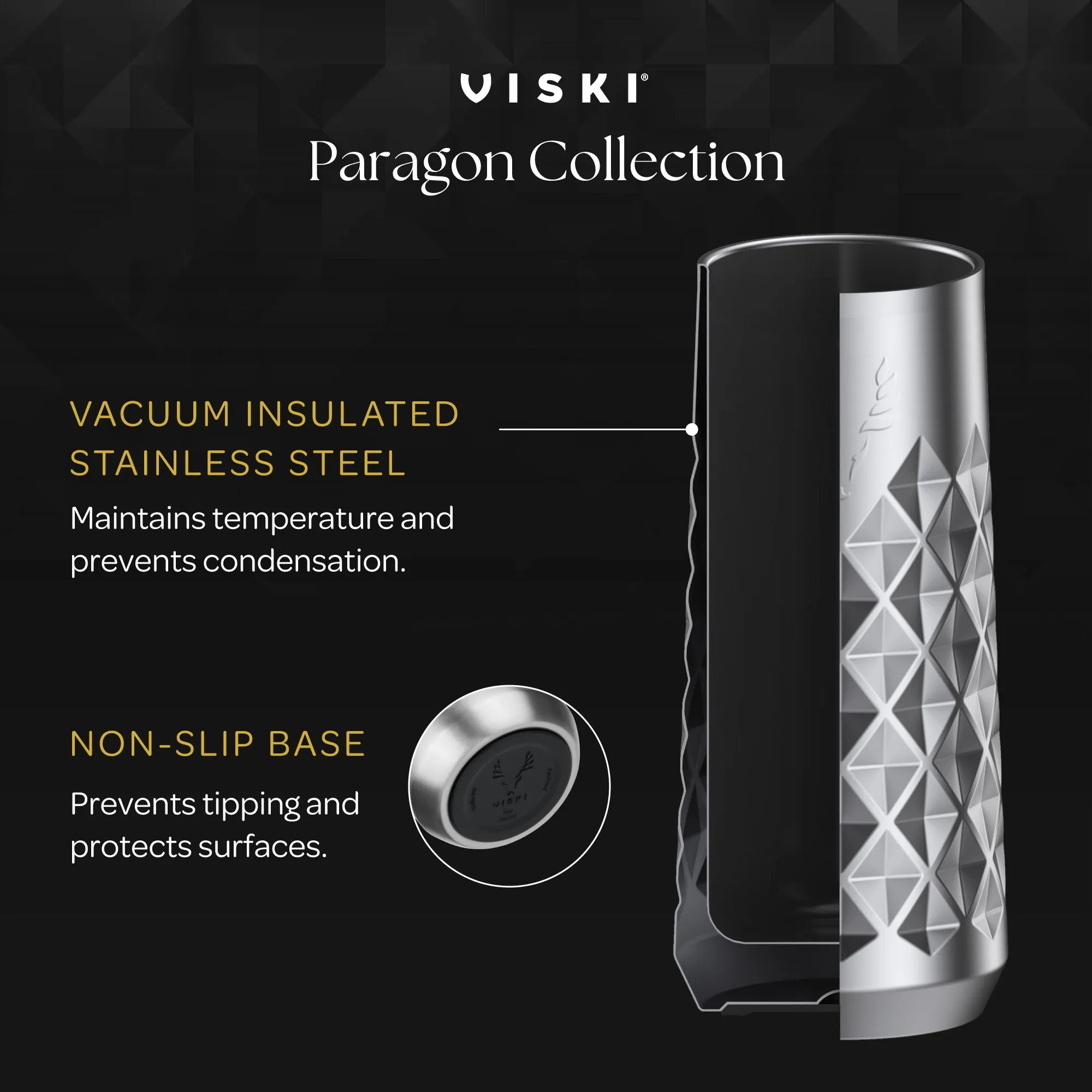 Paragon stainless steel champagne flute in platinum viski ®