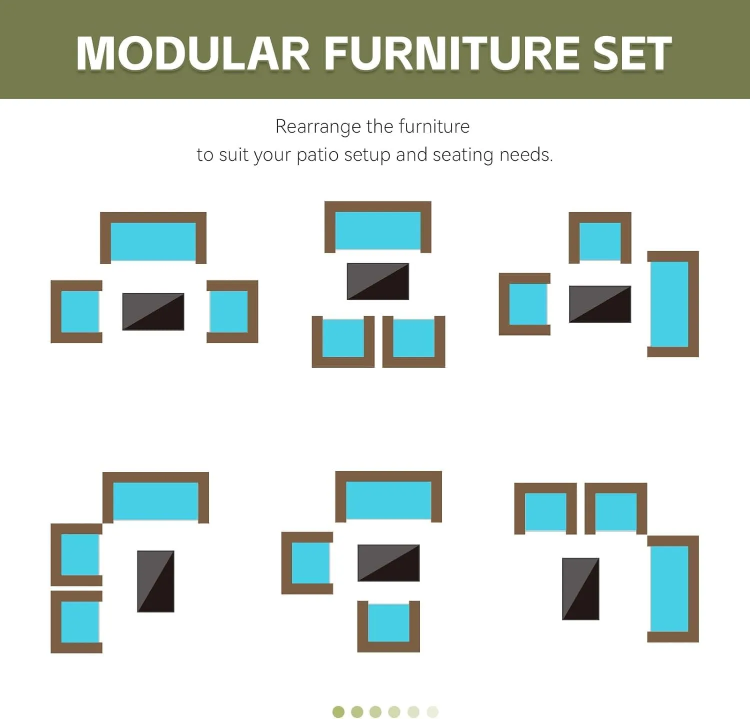 Patio Furniture 4 Pieces Conversation Sets Outdoor Wicker Rattan Chairs Garden Backyard Balcony Porch Poolside Loveseat with Soft Cushion and Tempered Glass Table,Brown/Blue