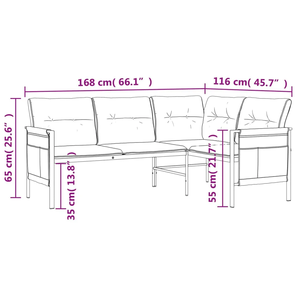 Patio Furniture Outdoor Sectional Sofa Anthracite Steel and Textilene