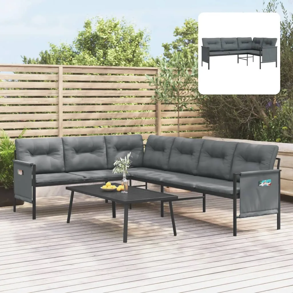 Patio Furniture Outdoor Sectional Sofa Anthracite Steel and Textilene