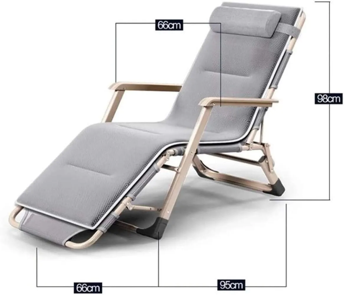 Patio Lounge Chairs, Sun Lounger Chair Recliner Nap Folding Beach Chair Lunch Break Nap Chair Leisure Folding Deck Chair Office Folding Bed Outdoor(Grey)