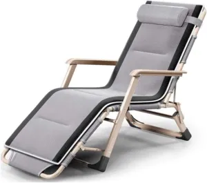 Patio Lounge Chairs, Sun Lounger Chair Recliner Nap Folding Beach Chair Lunch Break Nap Chair Leisure Folding Deck Chair Office Folding Bed Outdoor(Grey)