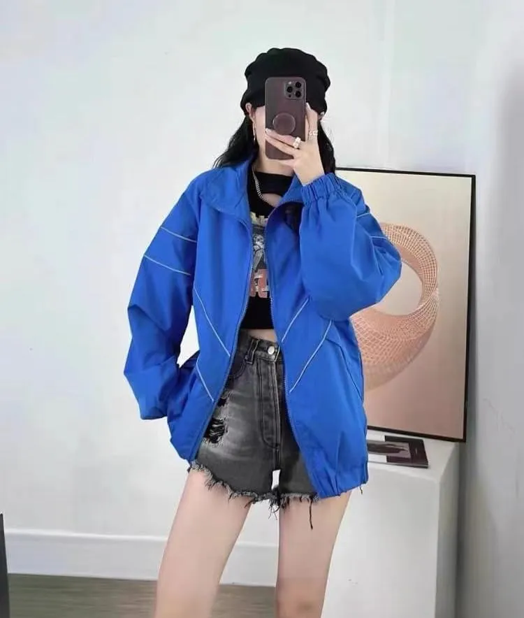 Pbkabiug Vintage Women Jackets Hip Hop Style Patchwork Windbreak Unisex Streetwear Lightweight Jackets Bomber Jackets