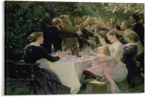 Peder Severin Krøyer - Hip Hip Hurrah! Artists' Party at Skagen, 1888 Canvas Art Poster and Wall Art Picture Print Modern Family Bedroom Decor Posters 24x36inch(60x90cm)