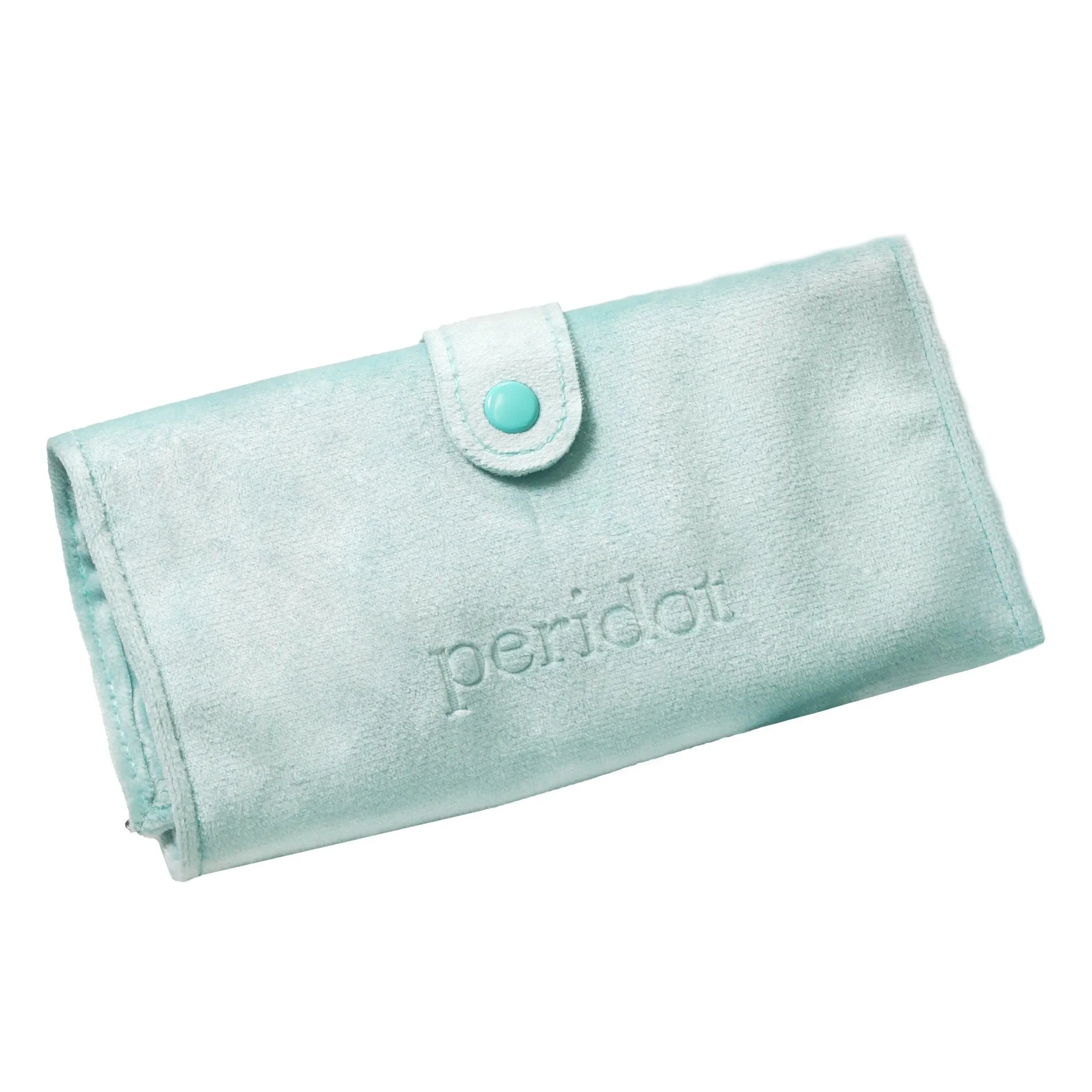 Peridot Plush Velvet Travel Jewelry Roll Organizer