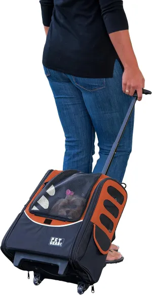 Pet Gear I-GO2 Escort Roller Backpack, Travel Carrier, Car Seat for Cats/Dogs, Mesh Ventilation, Included Tether, Telescoping Handle, Storage Pouch, Burnt Orange