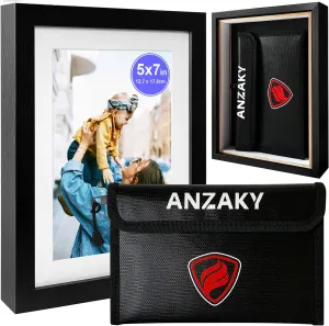 Photo Picture Frame Diversion Safe with Fireproof & Waterproof Money Bag, Valuable Storage, Home Security, ANZAKY Mini Box with Hidden Compartment to Shield your Money, Cash, 5"x7"