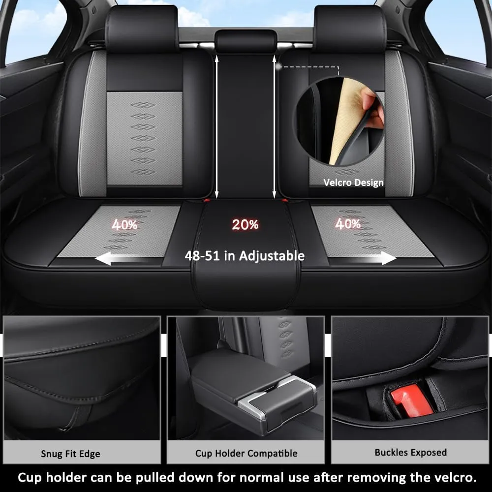 Pick-up Truck Car Seat Covers for Dodge Ram 2500 1995-2011,Waterproof Leather Seat Covers 5-Seats Standard,Truck Interior Accessories with Airbag,Automobile Seat Cover Sets for Ram 2500(Black Gray)