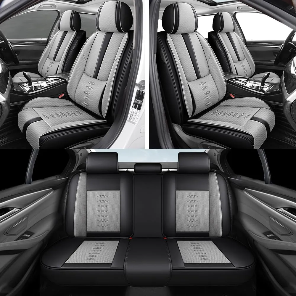 Pick-up Truck Car Seat Covers for Dodge Ram 2500 1995-2011,Waterproof Leather Seat Covers 5-Seats Standard,Truck Interior Accessories with Airbag,Automobile Seat Cover Sets for Ram 2500(Black Gray)