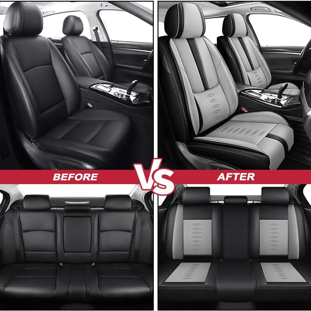 Pick-up Truck Car Seat Covers for Dodge Ram 2500 1995-2011,Waterproof Leather Seat Covers 5-Seats Standard,Truck Interior Accessories with Airbag,Automobile Seat Cover Sets for Ram 2500(Black Gray)