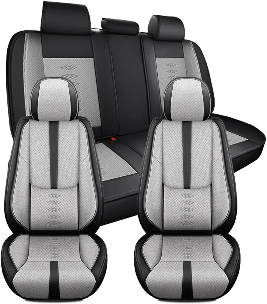 Pick-up Truck Car Seat Covers for Dodge Ram 2500 1995-2011,Waterproof Leather Seat Covers 5-Seats Standard,Truck Interior Accessories with Airbag,Automobile Seat Cover Sets for Ram 2500(Black Gray)