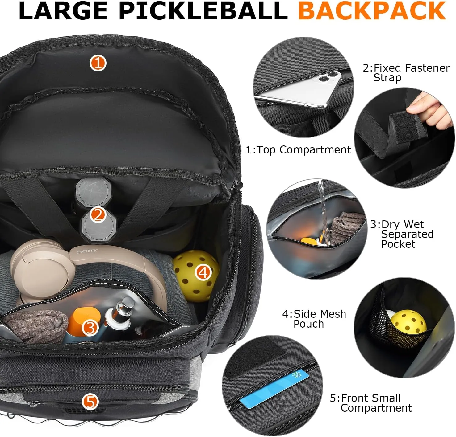 Pickleball Bag for Women & Men Pickleball Backpack with Shoe Compartment & Insulated Pocket Sports Backpack for Paddels, Balls, Accessories