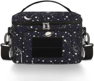 Planets Comets Stars Tactical Lunch Box for Men Insulated Lunch Bag Durable Leakproof Cooler Bag with Shoulder Strap and Sturdy Handle for Work Outdoor Picnic Trips