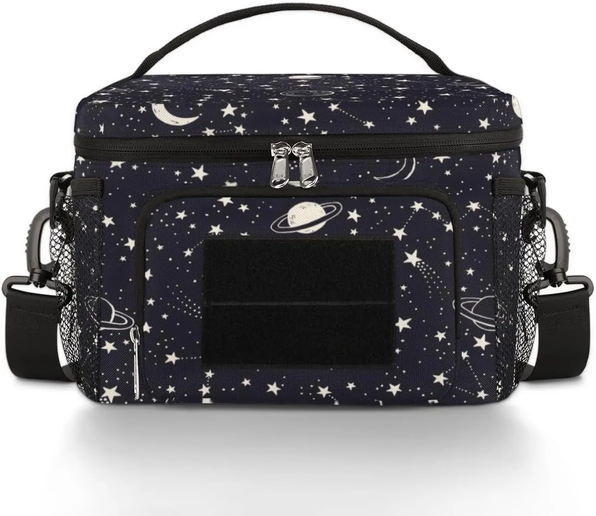Planets Comets Stars Tactical Lunch Box for Men Insulated Lunch Bag Durable Leakproof Cooler Bag with Shoulder Strap and Sturdy Handle for Work Outdoor Picnic Trips