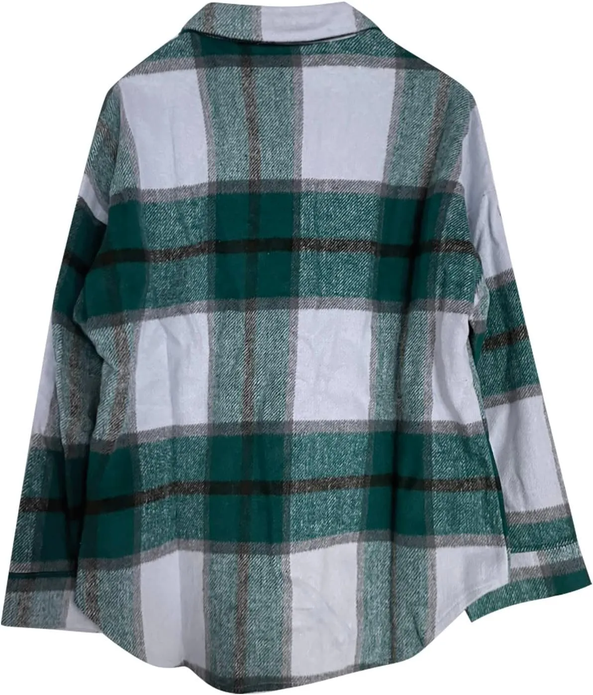 Plus Size Flannel Lapel Jacket Blouse Oversized Fall Shacket for Women Ladies Long Sleeve Fall Coat Plaid Long Shirt
