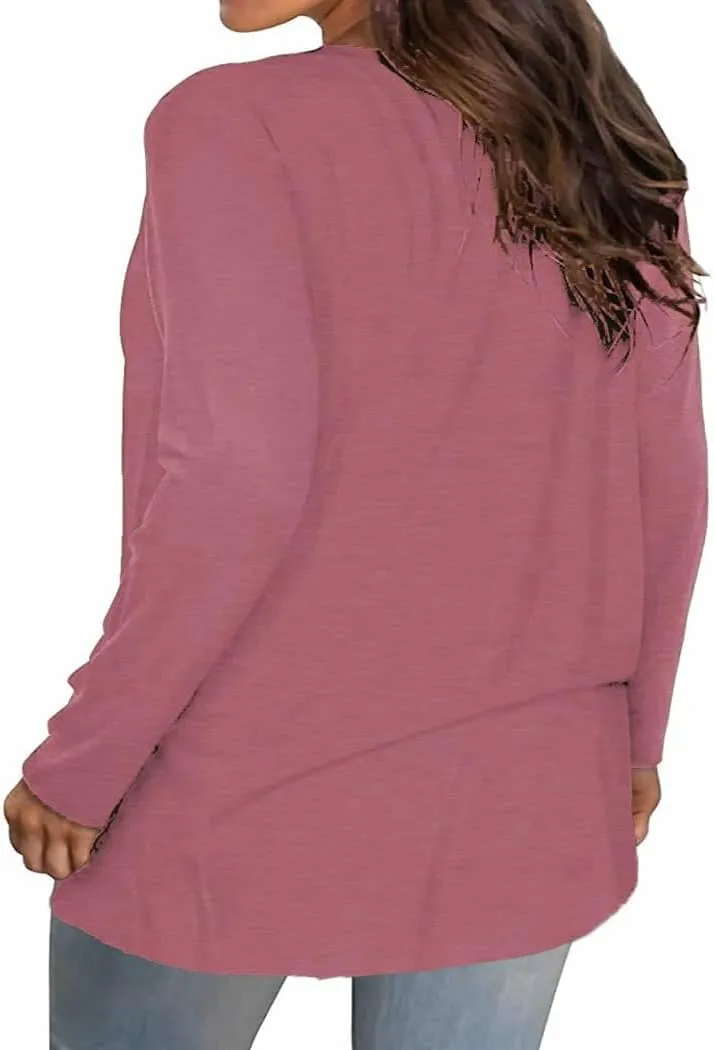 Plus Size Women T-Shirt Christmas Candy Snowman Gift Funny Casual Long Sleeve Graphic Cute Tee Tops