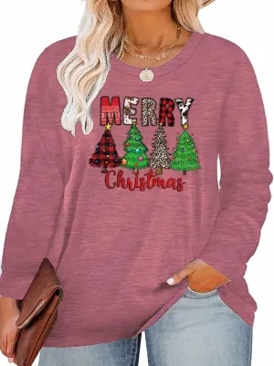 Plus Size Women T-Shirt Christmas Candy Snowman Gift Funny Casual Long Sleeve Graphic Cute Tee Tops