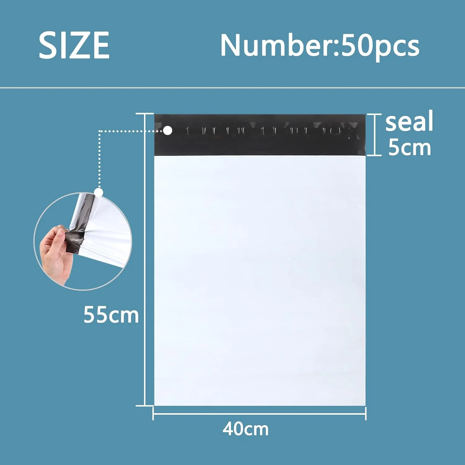 Poly Mailers 15x21Inch Shipping Bags for Clothing,Plastic Mailing Bags,Shipping Envelopes for Clothing,Poly Bags for Shipping Package Bags White 50 pcs