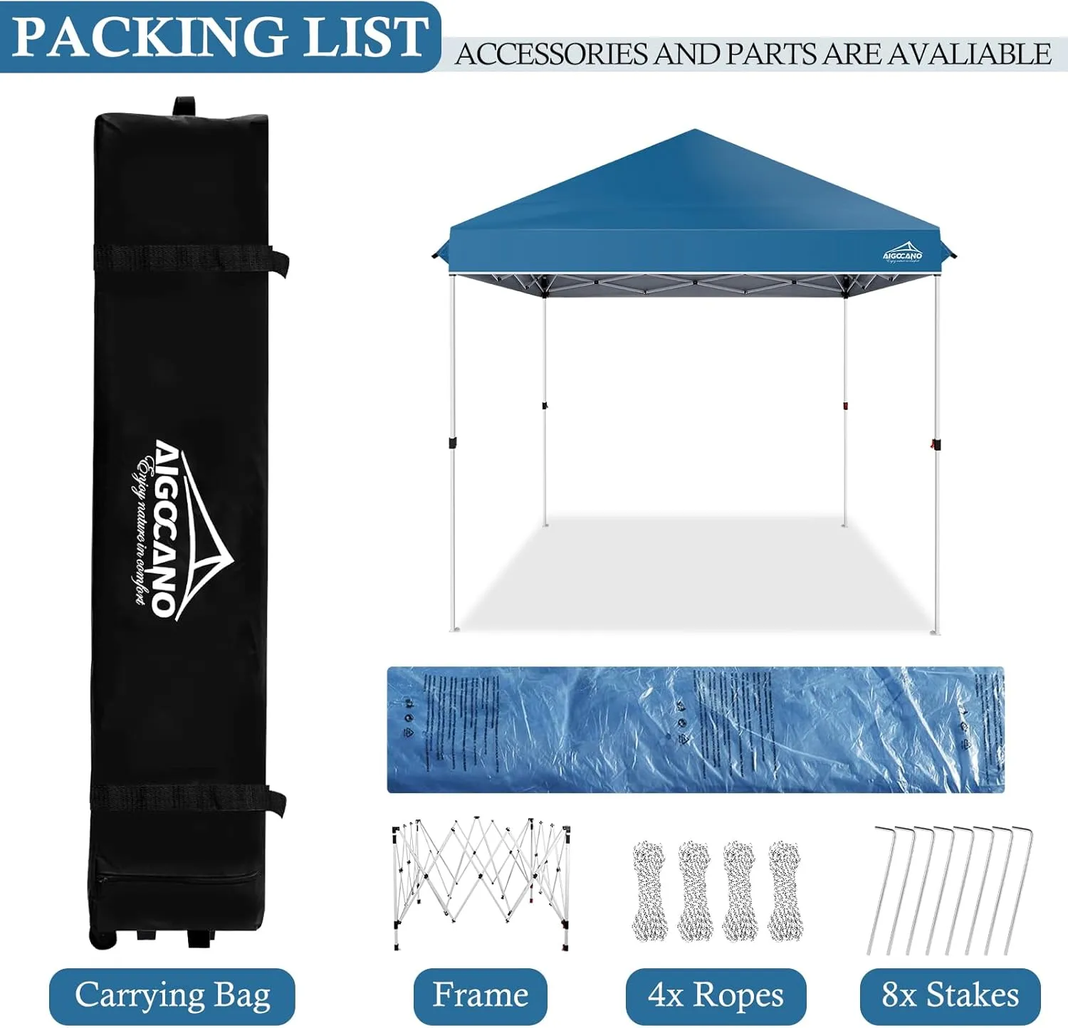 Pop up Canopy Tent,10x10 Instant Outdoor Canopy for Parties with Wheeled Bag(Sky Blue)