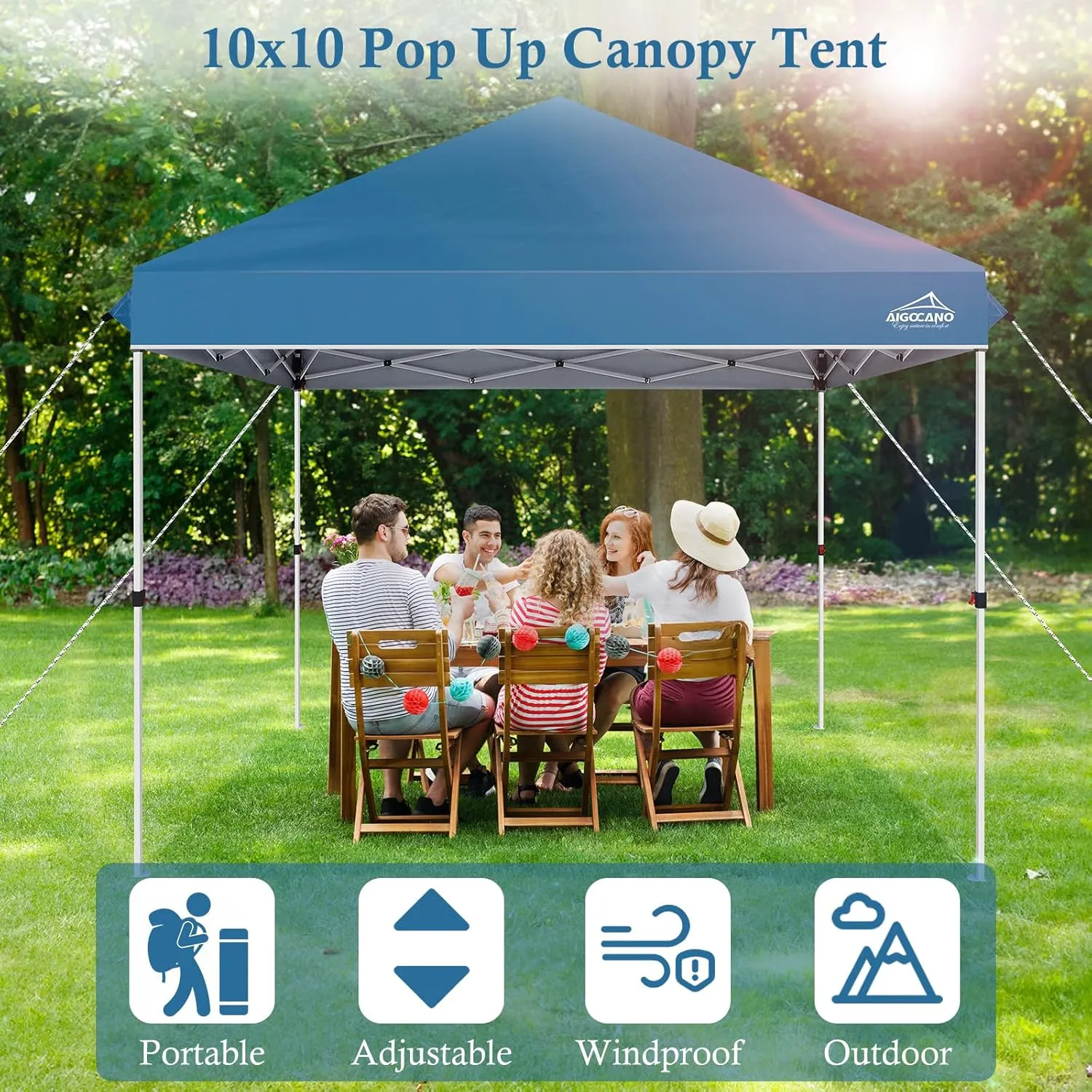 Pop up Canopy Tent,10x10 Instant Outdoor Canopy for Parties with Wheeled Bag(Sky Blue)
