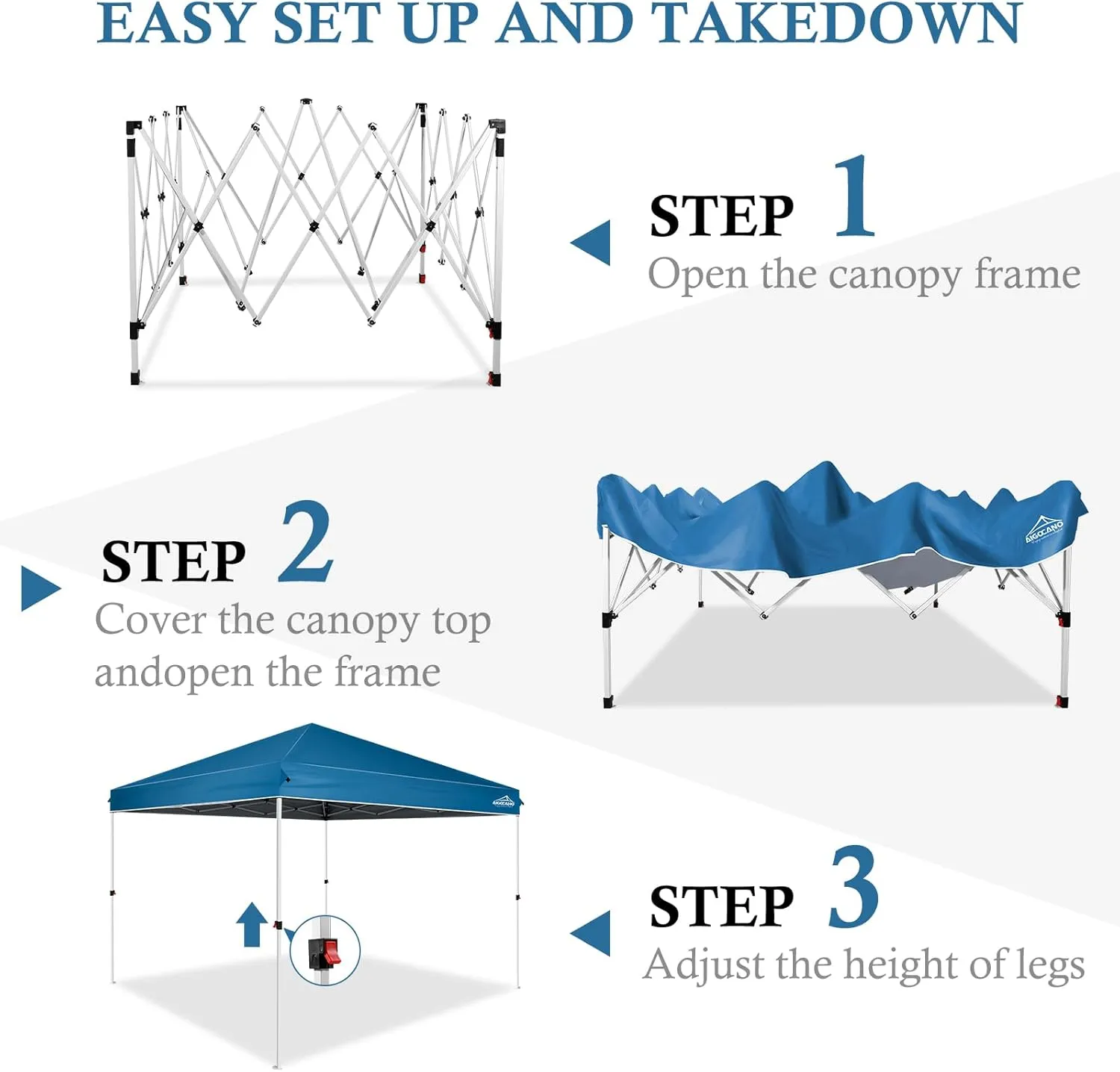 Pop up Canopy Tent,10x10 Instant Outdoor Canopy for Parties with Wheeled Bag(Sky Blue)