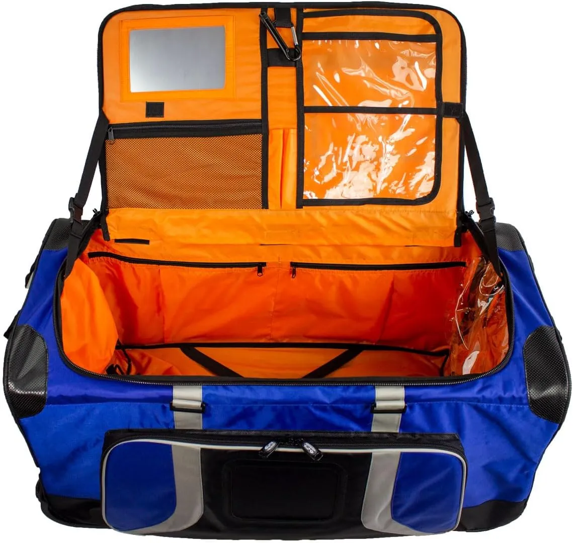 Pop Up Soft Trunk for Camp | Rolling Travel Duffle Bag | #CN-PUST3 | 30 x 14.5 x 15.5 Inches (Blue/Grey)