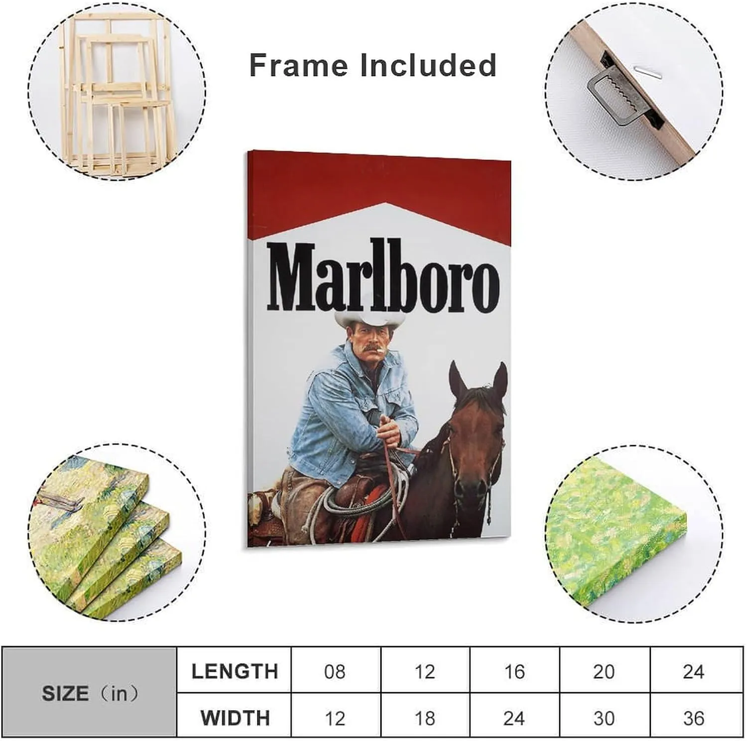Posters & Prints Marlboros Western Cowboy Vintage Poster Wall Art Living Painting 12x18inch(30x45cm)