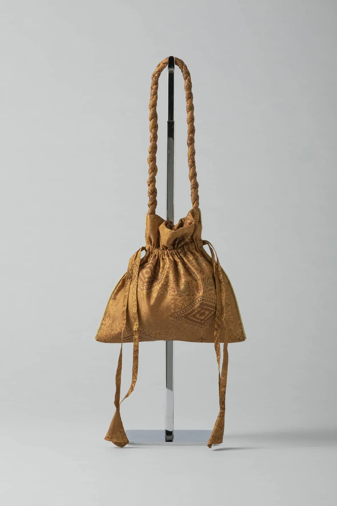 Potli silk sari pouch - Earth tones