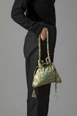 Potli silk sari pouch - Earth tones