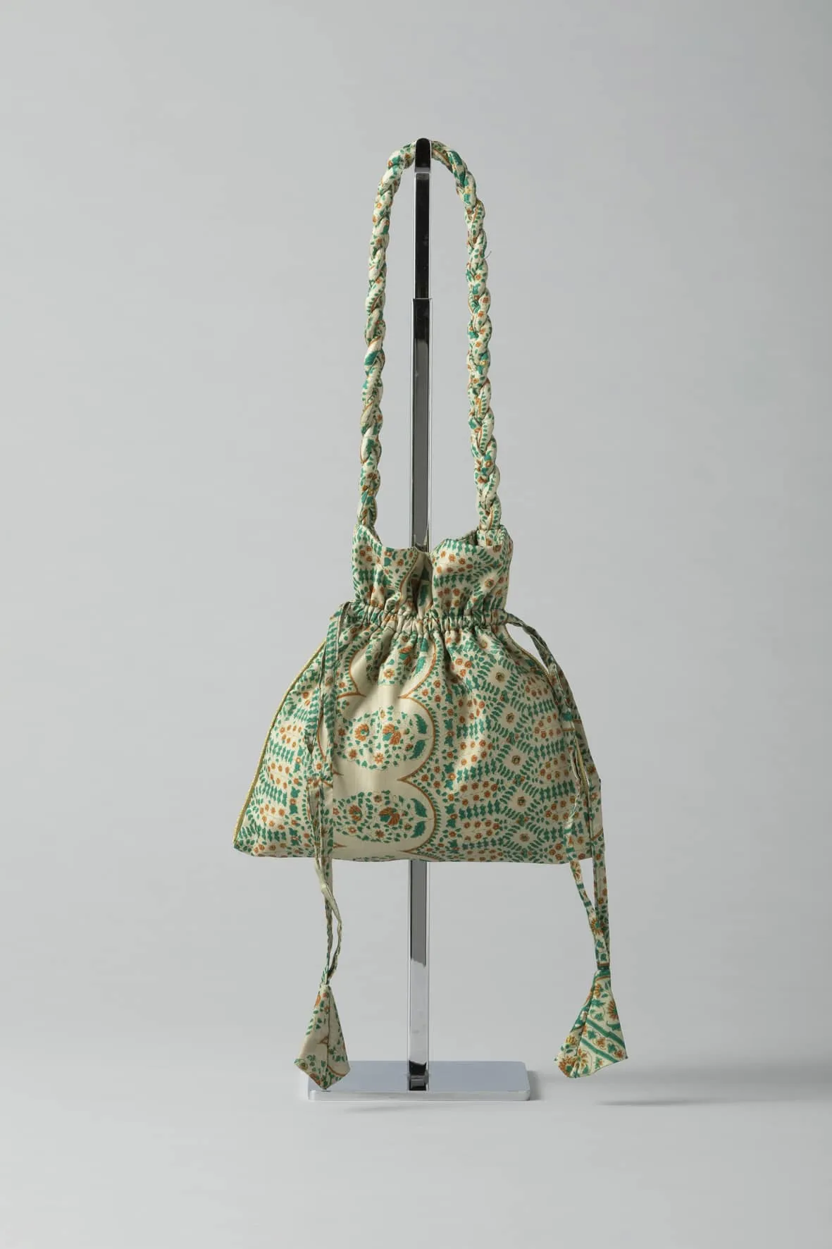 Potli silk sari pouch - Earth tones